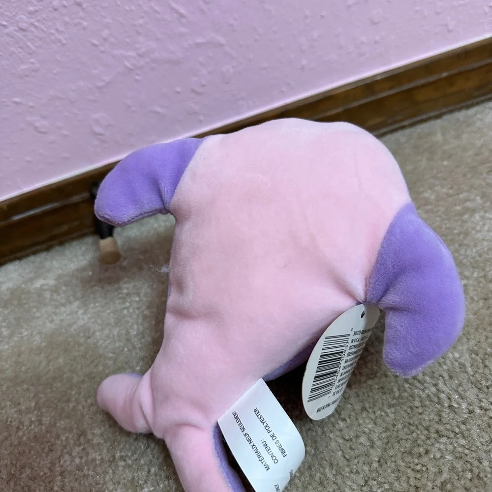 Fuzzy Friends Squeeze & Squish Unicorn Whale NARWHAL Plush Purple and Pink 8